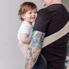 Sand Beige Rouu Baby II hip carrier folded compact for travel