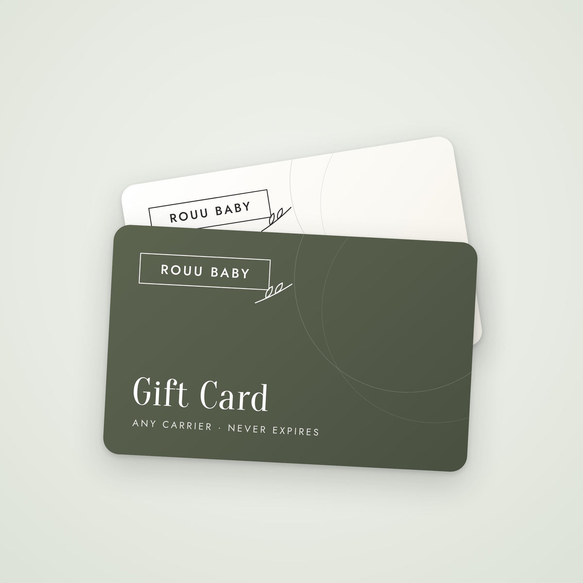 ROUU BABY gift card in deep olive and cream